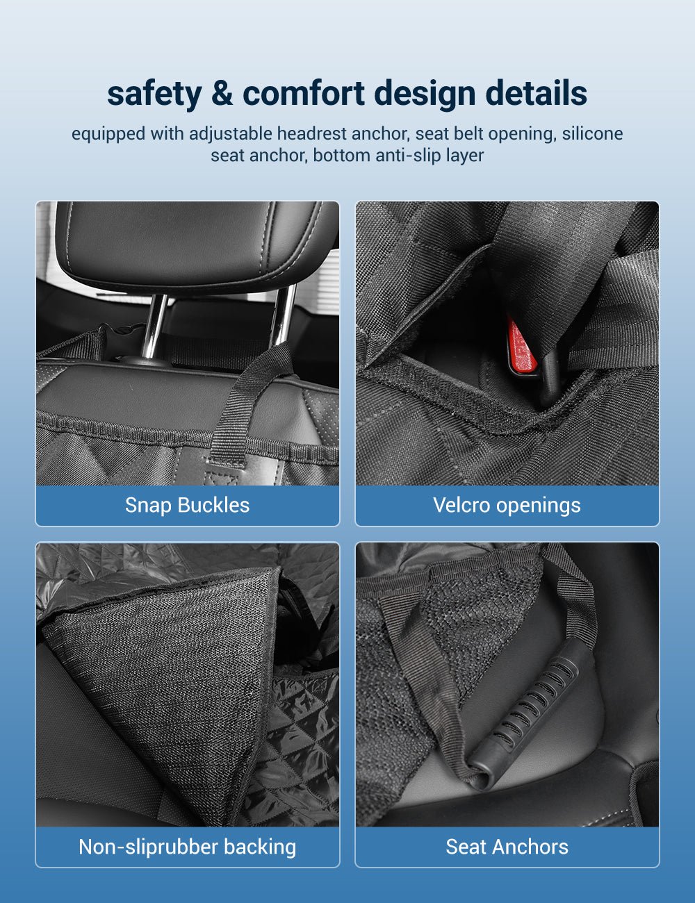 RideGuard™ protects your interior from fur, dirt, scratches, and spills while giving your dog a safer, more comfortable place to ride.