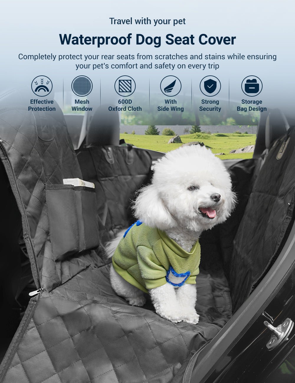 RideGuard™ protects your interior from fur, dirt, scratches, and spills while giving your dog a safer, more comfortable place to ride.